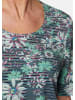 GOLDNER Streifenshirt mit Blumenmotiv in dunkelmarine / mint / gemustert