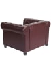 MCW Luxus Sessel Chesterfield, Runde Füße, rot-braun