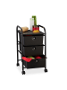 relaxdays Badrollwagen "3 Schubladen" in Schwarz - (B)33 x (H)60 x (T)39 cm