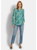 GOLDNER Kurzgröße:  Blusenshirt mit floralem Print in salbei / blau / gemustert