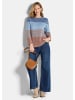 GOLDNER Langarm Blockstreifenpullover, Melange in hellblau / camel / gemustert