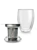 Creano DOPPELWANDIGES THERMOGLAS „ALL-IN-ONE“ 400ml, INKL. EDELSTAHLFILTER, Glas