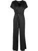Urban Classics Urban Classics Damen Ladies Satin Wide Leg Belt Jumpsuit in black