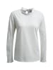 Milano Italy Langarmshirt mit Rüsche und Rundhalsausschnitt in Offwhite
