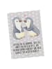 Mr. & Mrs. Panda Grußkarte Pinguine trösten mit Spruch in Grau Pastell