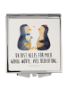 Mr. & Mrs. Panda Kosmetikspiegel Pinguin Pärchen mit Spruch in Weiß