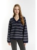 DreiMaster Damen Strickpullover in Marine Wollweiss
