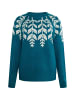 Albee Women Strick Pullover in Petrol Mehrfarbig