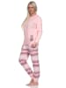NORMANN Pyjama lang Bündchen und gestreifter Hose - 81605 in rosa