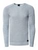 Rusty Neal Slim Fit Feinstrick Biker Rundhals-Pullover in Grau
