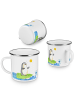 Mr. & Mrs. Panda Camping Emaille Tasse Pinguin Surfer ohne Spruch in Weiß