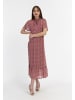 faina Damen Midikleid Aus Chiffon in Rot Weiss