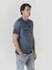 KOROSHI Henley cotton print-emb washed t-shirt in blau