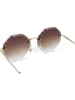styleBREAKER Runde Sonnenbrille in Gold / Braun Verlauf
