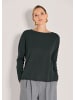 MADELEINE Schlichter Strickpullover mit U-Boot-Ausschnitt in schwarz / melange