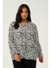 KAFFE curve Langarm-Bluse KCellena Regular fit in Black/White Leaf Print