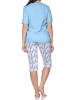 NORMANN Kurzarm Pyjama Schlafanzug Shorty Maritimer Look in hellblau