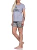NORMANN Shorty Schlafanzug kurzarm Eulen und Punkten - 80043 in grau