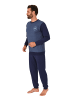 NORMANN Schlafanzug langarm Bündchen - 88820 in blau-mel.