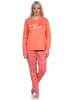 NORMANN Verspielte Pyjama lang Schlafanzug floralem Muster - 75119 in apricot