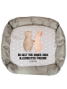 Mr. & Mrs. Panda Hundebett Bär und Hase Umarmen mit Spruch in Grau Pastell