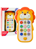 LEAN TOYS Interaktives Lerntelefon für Kleinkinder, Geräusche, Melodien, gelber Löwe