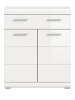 Inn.Furn Badkommode weiß Hochglanz 74 x 88 cm, Badschrank 2-türig mit Vollauszug