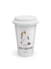 Mr. & Mrs. Panda Keramik Kaffeebecher Einhorn Sekretärin mit Spruch in Weiß