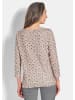 GOLDNER Kurzgröße:  Halbarm Viskoseshirt im Allover-Design in beige / gemustert