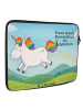 Mr. & Mrs. Panda Laptop Tasche Einhorn Happy Design mit Spruch in Weiß