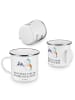 Mr. & Mrs. Panda Emaille Tasse Unbekannte Orte erkunden mit Spruch in Weiß