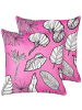 Beliani 2er-Set Dekokissen MALVA in Rosa/Weiß