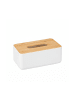 relaxdays Tücherbox in Weiß/ Natur- (B)23 x (H)10 x (T)13 cm