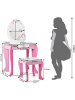 COSTWAY Schminktisch mit Hocker 3-7 Jahren in Rosa