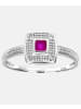 Diamant L'éternel Cluster-Ring aus 375 Weißgold mit Diamant mit Rubin
