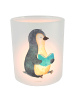 Mr. & Mrs. Panda Windlicht aus Glas Pinguin Buch ohne Spruch in Transparent