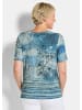 GOLDNER Jerseyshirt Druckshirt mit floralem Muster in blau / gemustert