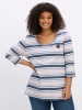 sheego 3/4-Arm-Shirt in ecru-rauchblau-geringelt
