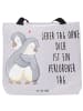 Mr. & Mrs. Panda Einkaufstasche Pinguine Kuscheln mit Spruch in Grau Pastell