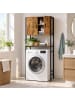 relaxdays Waschmaschinenschrank Braun/ Schwarz - (B)64 x (H)170 x (T)27 cm