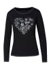 KOROSHI Long sleeve printed women's t-shirt in SCHWARZ