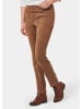 GOLDNER Kurzgröße:  Bi-elastische Hose in superweichem Veloursleder-Look in camel