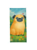 Mr. & Mrs. Panda Badehandtuch Mops Design ohne Spruch in Grau Pastell