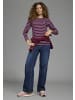 Kangaroos Langarmshirt in Aubergine gestreift