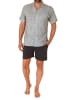 NORMANN kurzarm Schlafanzug Shorty Pyjama zum durchknöpfen in anthrazit
