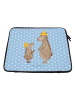 Mr. & Mrs. Panda Laptop Sleeve Bären mit Hut ohne Spruch in Blau Pastell