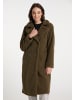 myMo Damen Faux Shearling Mantel in Oliv