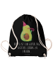 Mr. & Mrs. Panda Turnbeutel Avocado Feier mit Spruch in Schwarz