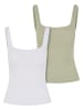 Urban Classics Urban Classics Ladies Wide Neck Rib Top 2-Pack in white+softsalvia