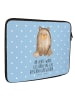 Mr. & Mrs. Panda Laptop Case Bär sitzend mit Spruch in Blau Pastell